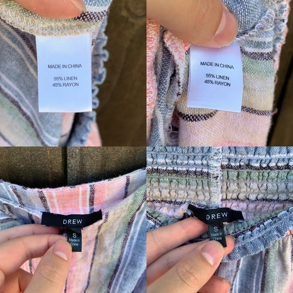 DREW Linen Blend Pastel Stripe Two Piece Set Small - Picture 7 of 7